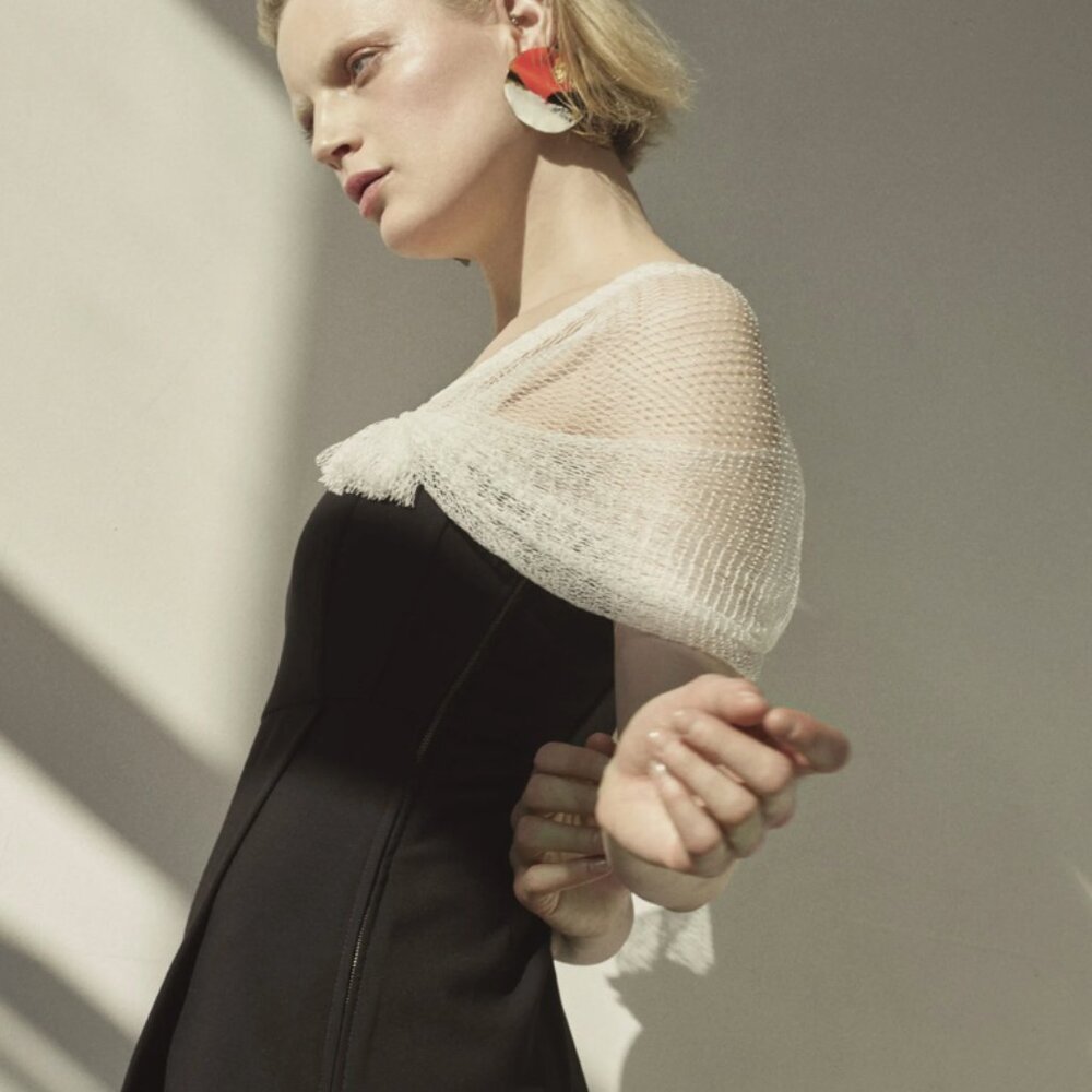 Rachel Comey F/W 2018 Black Column Dress with Net Sleeves - Size 6
